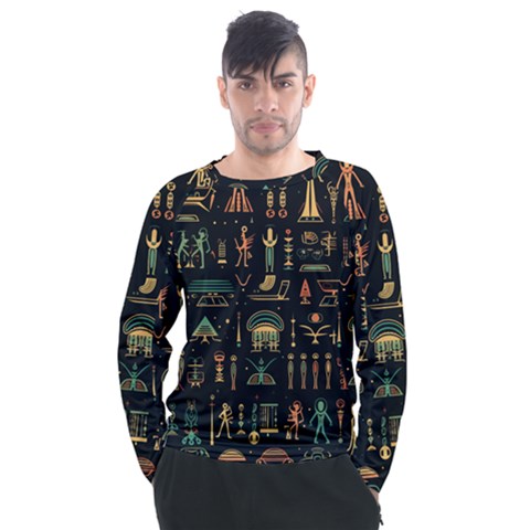 Hieroglyphs Space Men s Long Sleeve Raglan T-shirt by Ndabl3x