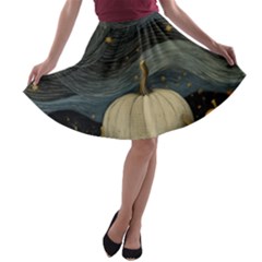 Pumpkin Halloween A-line Skater Skirt by Ndabl3x