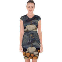 Pumpkin Halloween Capsleeve Drawstring Dress  by Ndabl3x