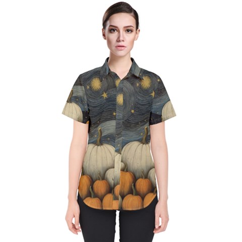 Pumpkin Halloween Women s Short Sleeve Shirt by Ndabl3x