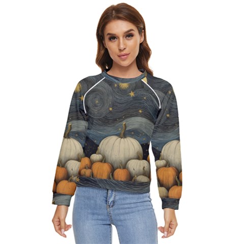 Pumpkin Halloween Women s Long Sleeve Raglan T-shirt by Ndabl3x