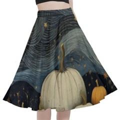 Pumpkin Halloween A-line Full Circle Midi Skirt With Pocket by Ndabl3x