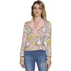 Flowers  Boho Women s Long Sleeve Revers Collar Cropped Jacket by flowerland