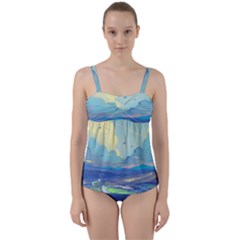 Digital Art Fantasy Landscape Twist Front Tankini Set by uniart180623