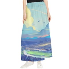 Digital Art Fantasy Landscape Maxi Chiffon Skirt by uniart180623