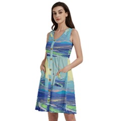 Digital Art Fantasy Landscape Sleeveless Dress With Pocket