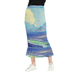 Digital Art Fantasy Landscape Maxi Fishtail Chiffon Skirt by uniart180623