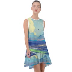 Digital Art Fantasy Landscape Frill Swing Dress by uniart180623