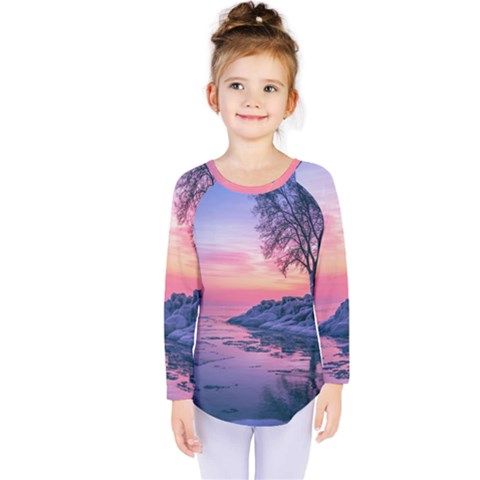 Tree Nature Plant Outdoors Ice Toronto Scenery Snow Kids  Long Sleeve T-shirt by uniart180623