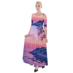 Tree Nature Plant Outdoors Ice Toronto Scenery Snow Half Sleeves Maxi Dress by uniart180623