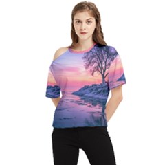 Tree Nature Plant Outdoors Ice Toronto Scenery Snow One Shoulder Cut Out T-shirt by uniart180623