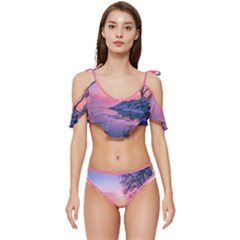 Tree Nature Plant Outdoors Ice Toronto Scenery Snow Ruffle Edge Tie Up Bikini Set	 by uniart180623