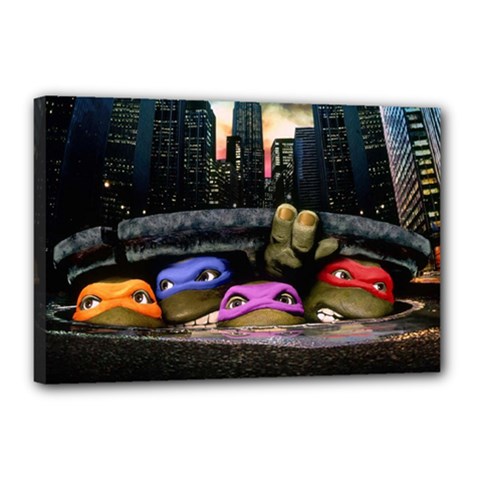 Teenage Mutant Ninja Turtles Leonardo Raphael Michelangelo Donatello Canvas 18  X 12  (stretched) by Sarkoni