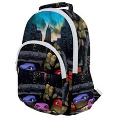 Teenage Mutant Ninja Turtles Leonardo Raphael Michelangelo Donatello Rounded Multi Pocket Backpack by Sarkoni