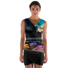 Teenage Mutant Ninja Turtles Leonardo Raphael Michelangelo Donatello Wrap Front Bodycon Dress by Sarkoni