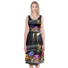 Teenage Mutant Ninja Turtles Leonardo Raphael Michelangelo Donatello Midi Sleeveless Dress by Sarkoni