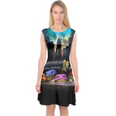 Teenage Mutant Ninja Turtles Leonardo Raphael Michelangelo Donatello Capsleeve Midi Dress by Sarkoni