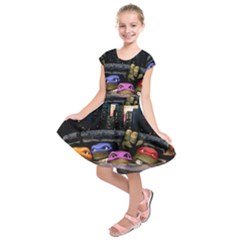 Teenage Mutant Ninja Turtles Leonardo Raphael Michelangelo Donatello Kids  Short Sleeve Dress by Sarkoni