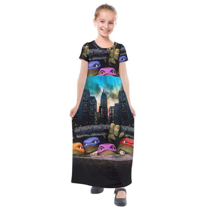 Teenage Mutant Ninja Turtles Leonardo Raphael Michelangelo Donatello Kids  Short Sleeve Maxi Dress