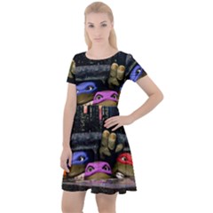 Teenage Mutant Ninja Turtles Leonardo Raphael Michelangelo Donatello Cap Sleeve Velour Dress  by Sarkoni