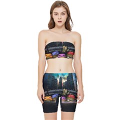 Teenage Mutant Ninja Turtles Leonardo Raphael Michelangelo Donatello Stretch Shorts And Tube Top Set by Sarkoni