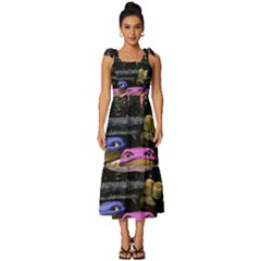 Teenage Mutant Ninja Turtles Leonardo Raphael Michelangelo Donatello Tie-strap Tiered Midi Chiffon Dress by Sarkoni