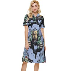 Teenage Mutant Ninja Turtles Comics Button Top Knee Length Dress by Sarkoni