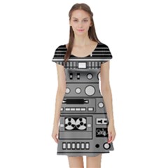 Boombox Short Sleeve Skater Dress by Sarkoni