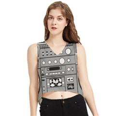 Boombox V-neck Cropped Tank Top by Sarkoni