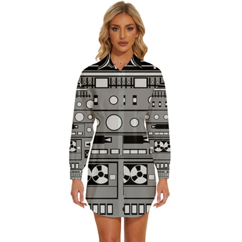 Boombox Womens Long Sleeve Shirt Dress by Sarkoni