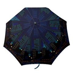 Pixel Art Night City Japan Folding Umbrellas by Sarkoni