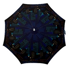 Pixel Art Night City Japan Straight Umbrellas by Sarkoni