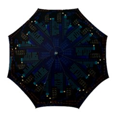 Pixel Art Night City Japan Golf Umbrellas by Sarkoni