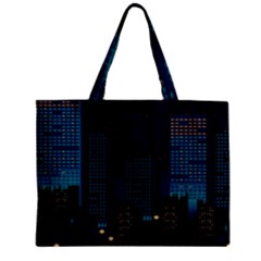 Pixel Art Night City Japan Zipper Mini Tote Bag by Sarkoni