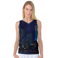 Pixel Art Night City Japan Women s Basketball Tank Top by Sarkoni