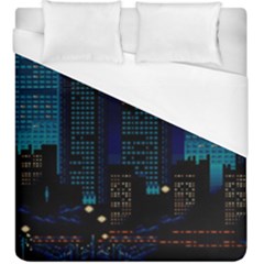 Pixel Art Night City Japan Duvet Cover (king Size) by Sarkoni