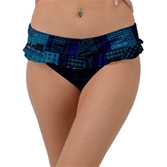 Pixel Art Night City Japan Frill Bikini Bottoms by Sarkoni