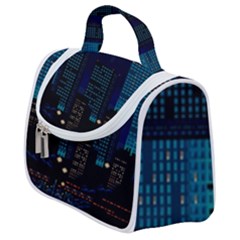 Pixel Art Night City Japan Satchel Handbag by Sarkoni