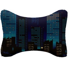 Pixel Art Night City Japan Seat Head Rest Cushion by Sarkoni