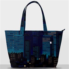 Pixel Art Night City Japan Back Pocket Shoulder Bag  by Sarkoni