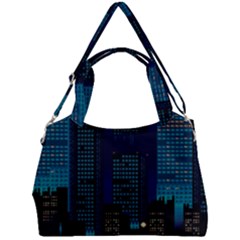 Pixel Art Night City Japan Double Compartment Shoulder Bag by Sarkoni