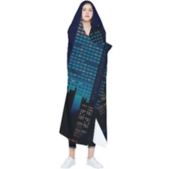 Pixel Art Night City Japan Wearable Blanket by Sarkoni