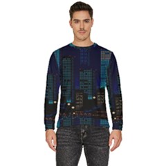 Pixel Art Night City Japan Men s Fleece Sweatshirt by Sarkoni