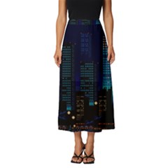 Pixel Art Night City Japan Classic Midi Chiffon Skirt by Sarkoni