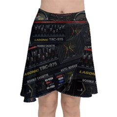 Daft Punk Boombox Chiffon Wrap Front Skirt by Sarkoni