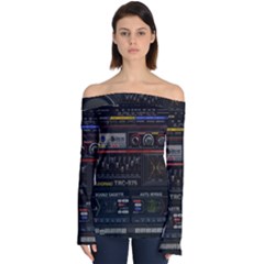 Daft Punk Boombox Off Shoulder Long Sleeve Top by Sarkoni