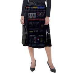 Daft Punk Boombox Classic Velour Midi Skirt  by Sarkoni