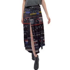 Daft Punk Boombox Velour Split Maxi Skirt by Sarkoni