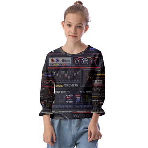 Daft Punk Boombox Kids  Cuff Sleeve Top by Sarkoni