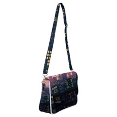 Pixel Art City Shoulder Bag With Back Zipper by Sarkoni